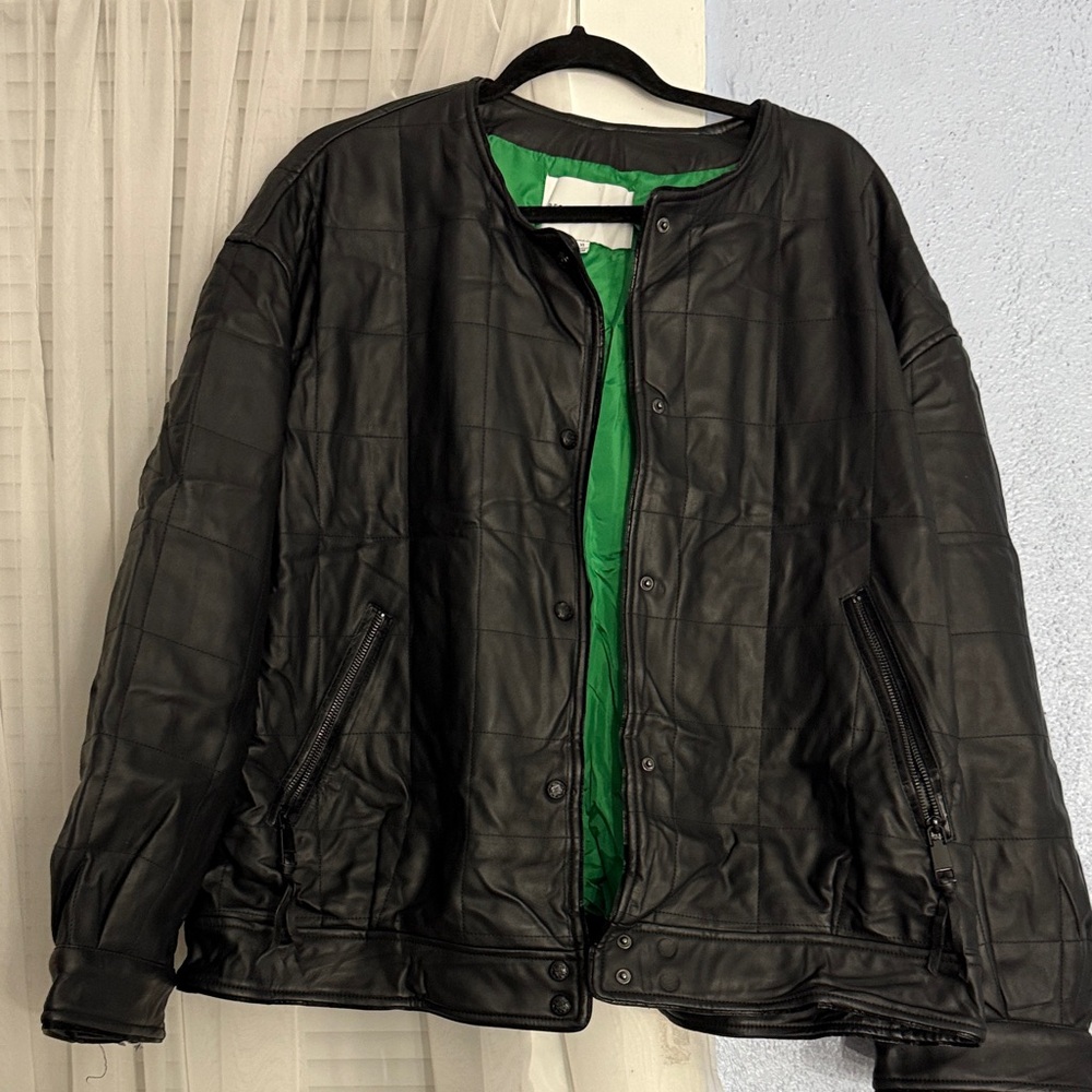 Rebecca Minkoff Black Leather Jacket with Green Interior